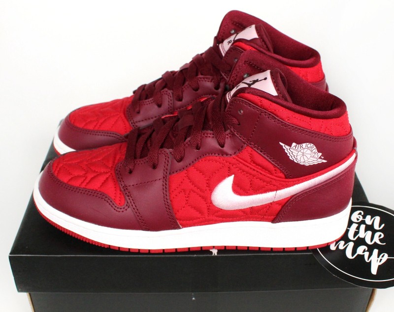 Nike Air Jordan 1 Retro Mid SE Quilted Red Pink GS UK 5.5 US 6 EUR 38.5 N Custom