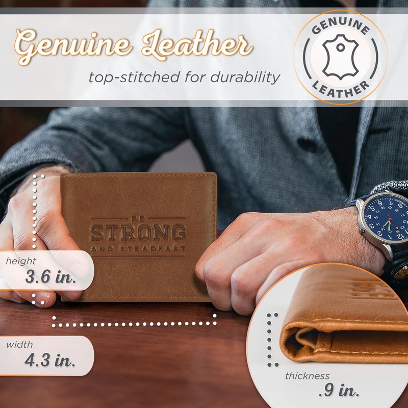 Christian Art Gifts Genuine Full Grain Leather RFID Blocking Scripture Wallets f gallery