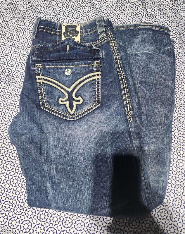 Rock Revival Men’s Bootcut Jeans Blue Medium Wash Denim Western Size 38