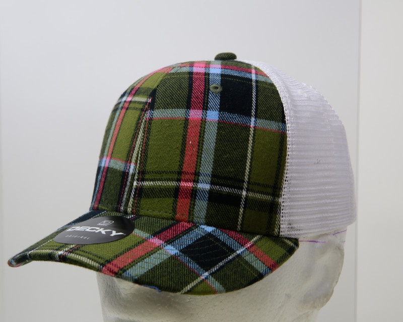 Decky Unisex 6 Panel Mid Profile Structured Plaid Trucker Cap – 6017