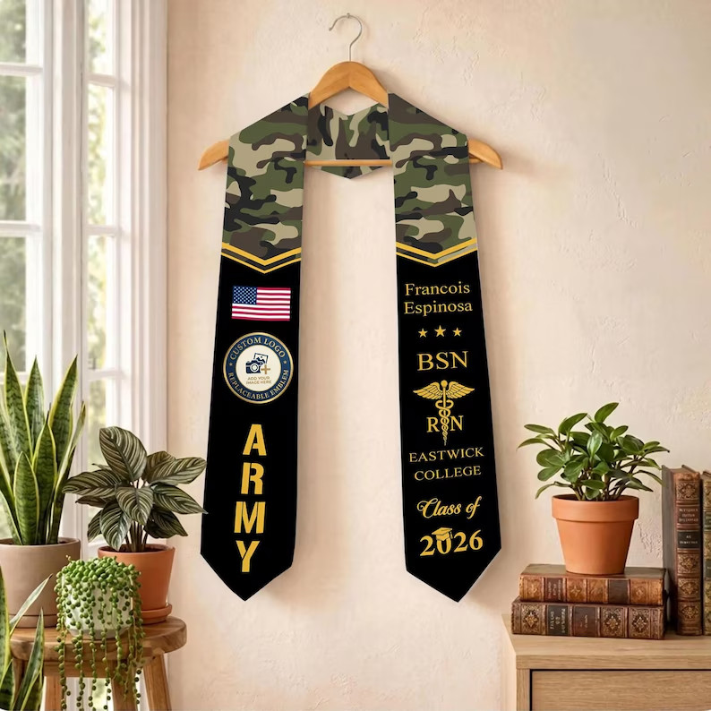 Army Nurse Graduation Stole, Personalized Military Medical Corps Stole