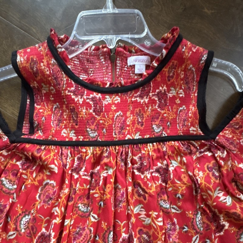 Xhilaration Red Multicolor Floral Cold Shoulder Bell Sleeve Round Neck Blouse L gallery