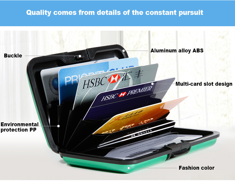 Aluminum Metal Wallet Business ID Credit Card Case Holder Anti RFID Scanning USA gallery
