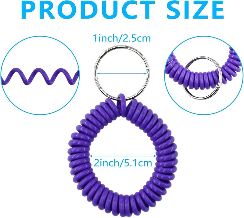 1pc Random Wristlet Keychain Stretchable Plastic Spiral Coil Bracelet Wrist gallery