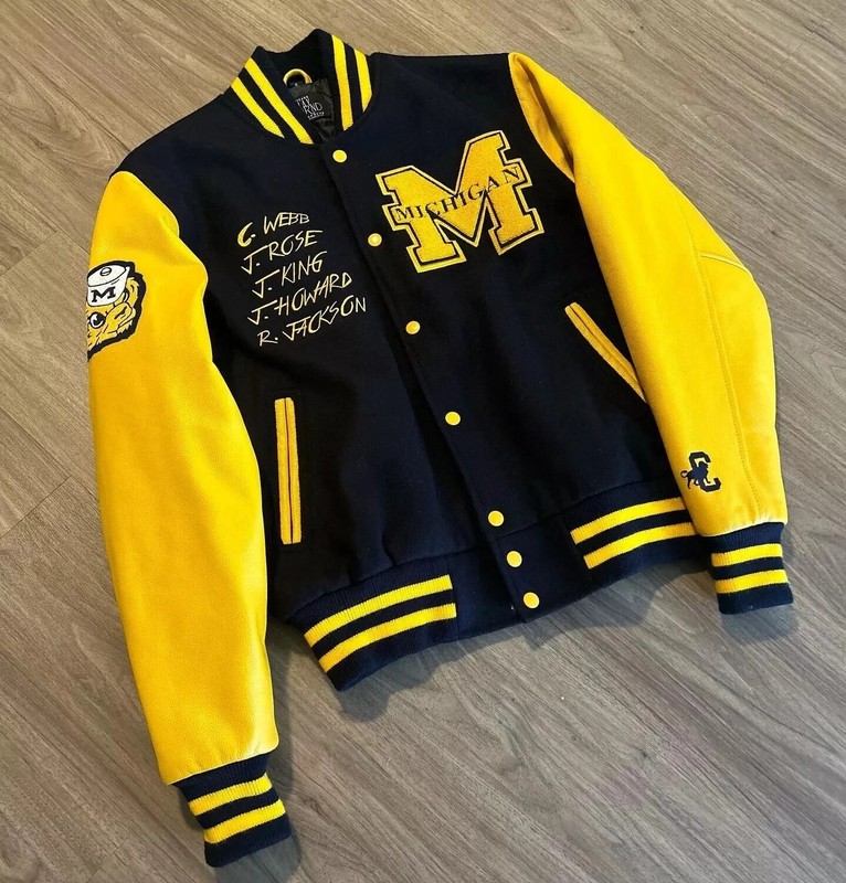 Michigan Wolverines Jacket Blue Vintage Lettermen Varsity Jacket US Tarrif Paid