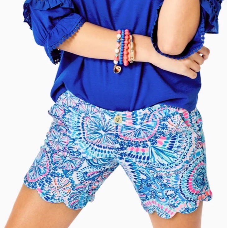 NWT Lilly Pulitzer Shorts Womens 16 Blue Grotto Commotion in Ocean Darci Knit