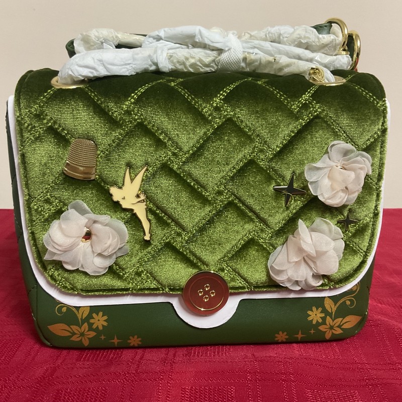 LOUNGEFLY DISNEY PETER PAN TINKER BELL VELVET CROSSBODY BAG NWT!!