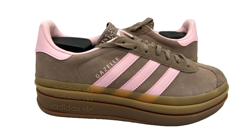 Adidas Women’s Gazelle Bold Lace Up Casual Platform Shoes Brown/Pink Size:7 87Y