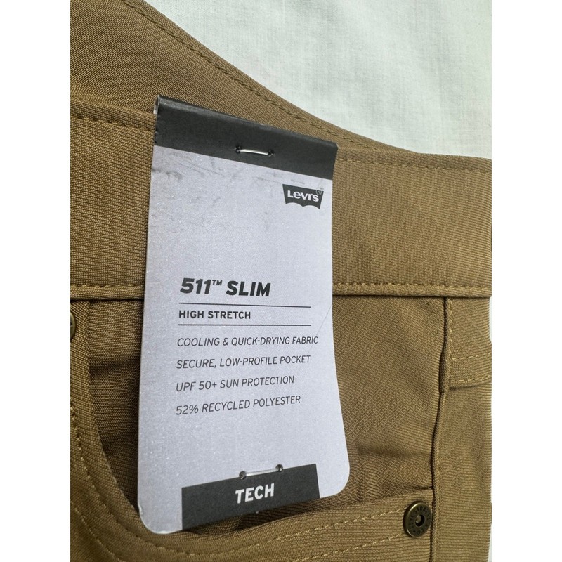 Levis 511 Slim Tech Pants Mens 30x30 Brown High Stretch Cooling quick drying gallery