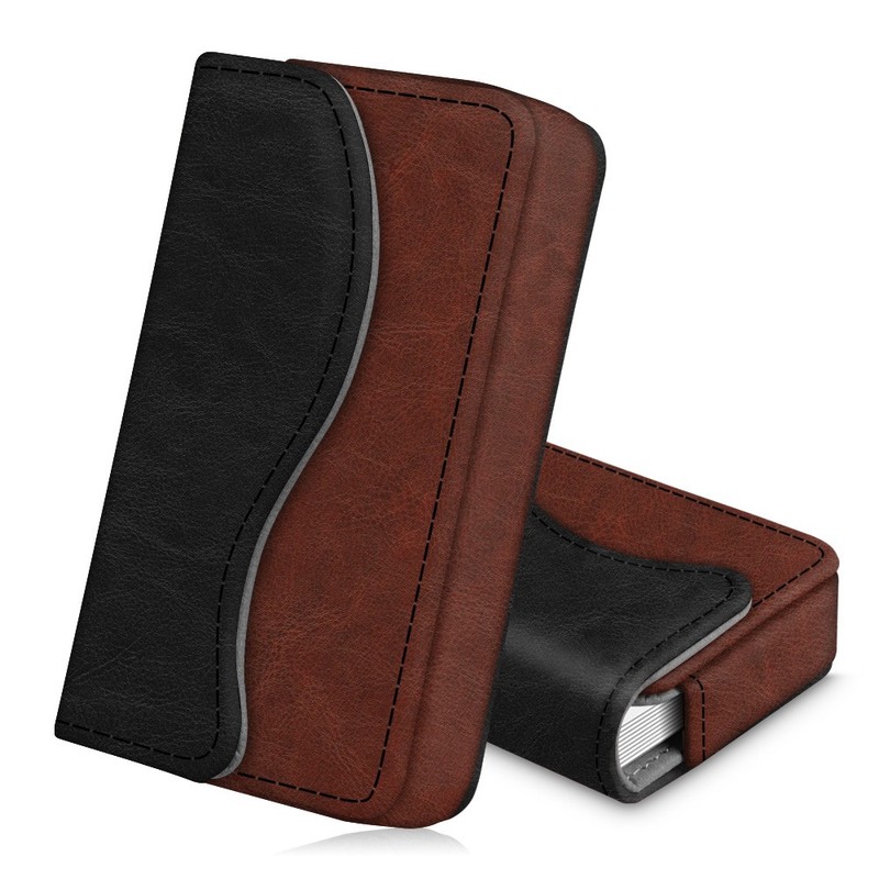 Business Card Holder, PU Leather Business Card Case Pocket Wallet Magnetic Shut gallery