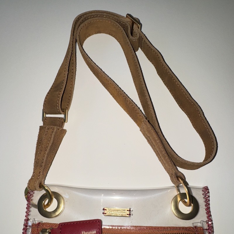 Hammitt Clear PVC Shoulder Bag Brown Leather Strap Gold Studs Zip gallery