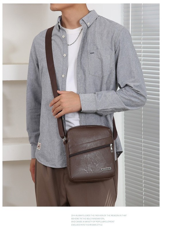Men’s Leather Crossbody Bag Shoulder Sling Travel Casual Messenger Chest Pack US gallery