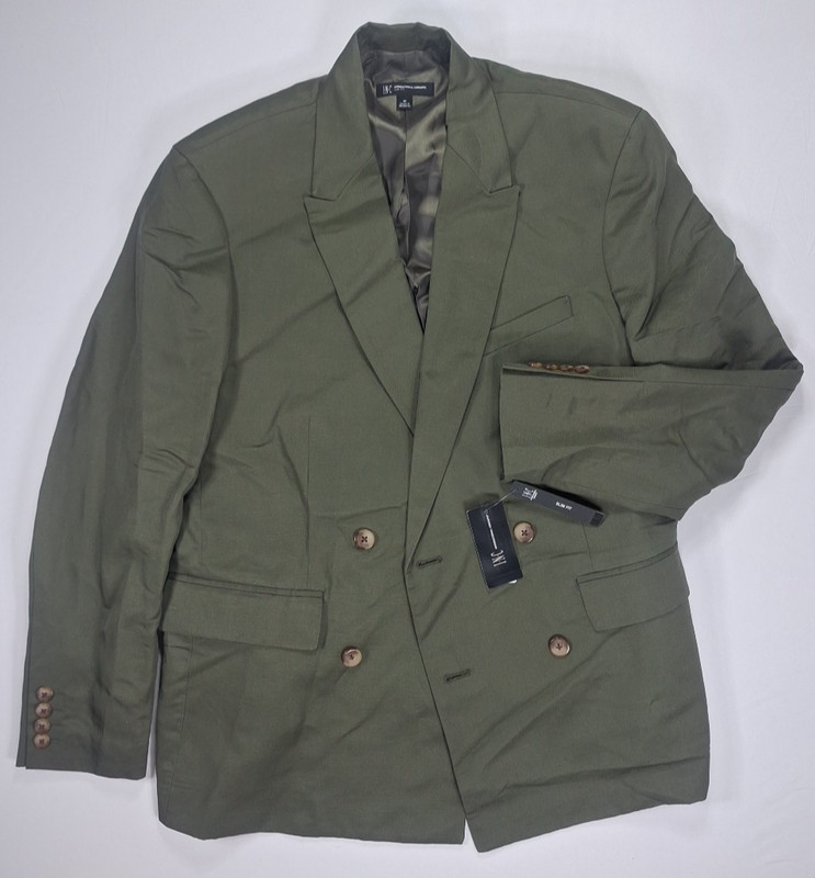 INC Men’s Small Linen Blend Olive Green Sport Coat Slim Fit Olive Twist