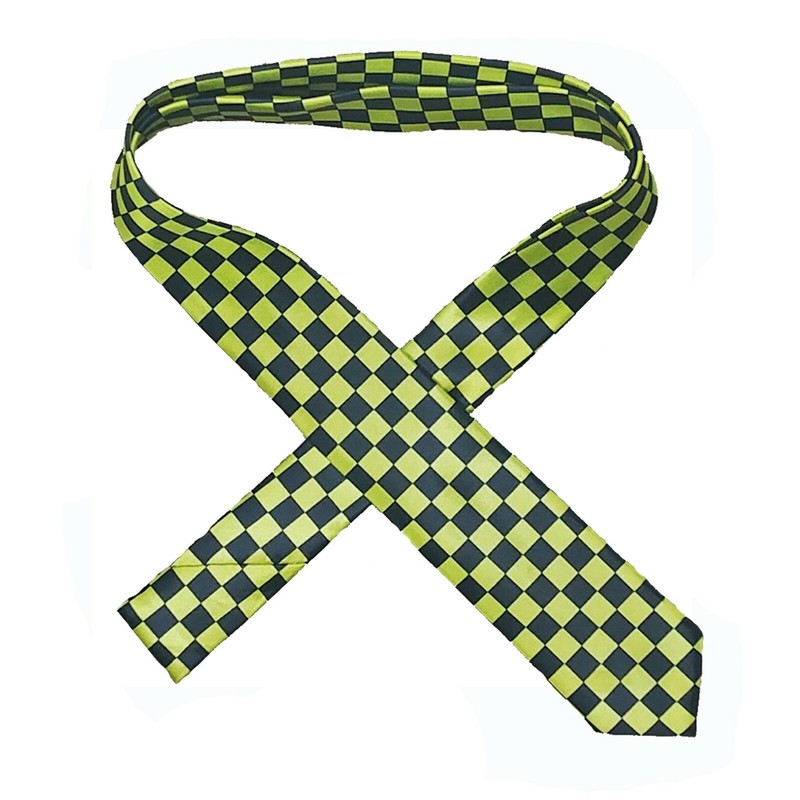 Black and Yellow Checkered NECKTIE - Skinny Soft Classy Tie for Men Women Unisex gallery