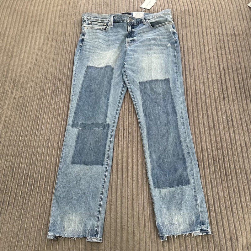 Lucky Brand Sweet Jeans Womens 18/34 Patchwork Demin Mid Rise Straight Leg Boho