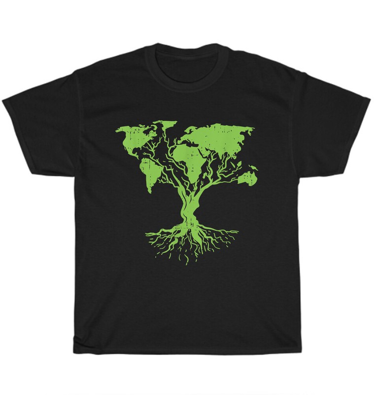 Earth Day World Map Tree Environment Plant Nature Lover T-Shirt Unisex Tee Gift
