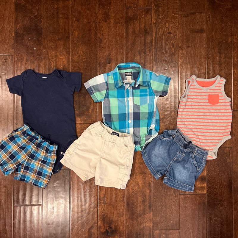 Boys Toddler One Piece & Shorts Sets, Lot 3, 12-18M, Oshkosh, Children’s Place