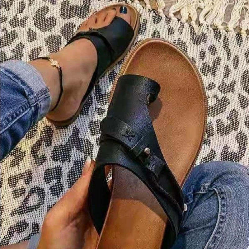 2025 Sandals for Women Orthopedic Bunion Corrector Slippers Leather Ring Toe gallery