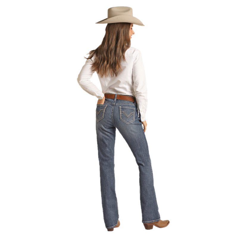 Rock & Roll Denim® Ladies Bootcut Medium Wash Riding Jeans RRWD4RR0KR