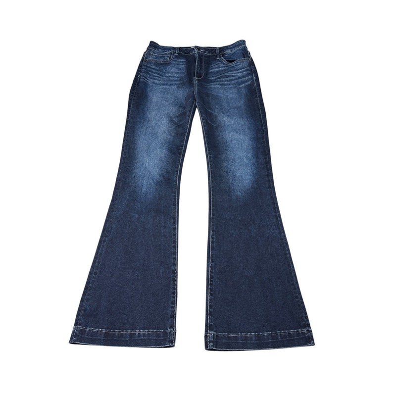 Driftwood Wyatt Flare Jeans Dark Wash Blue Denim Wide Leg Women 32×32 DW-P42397S