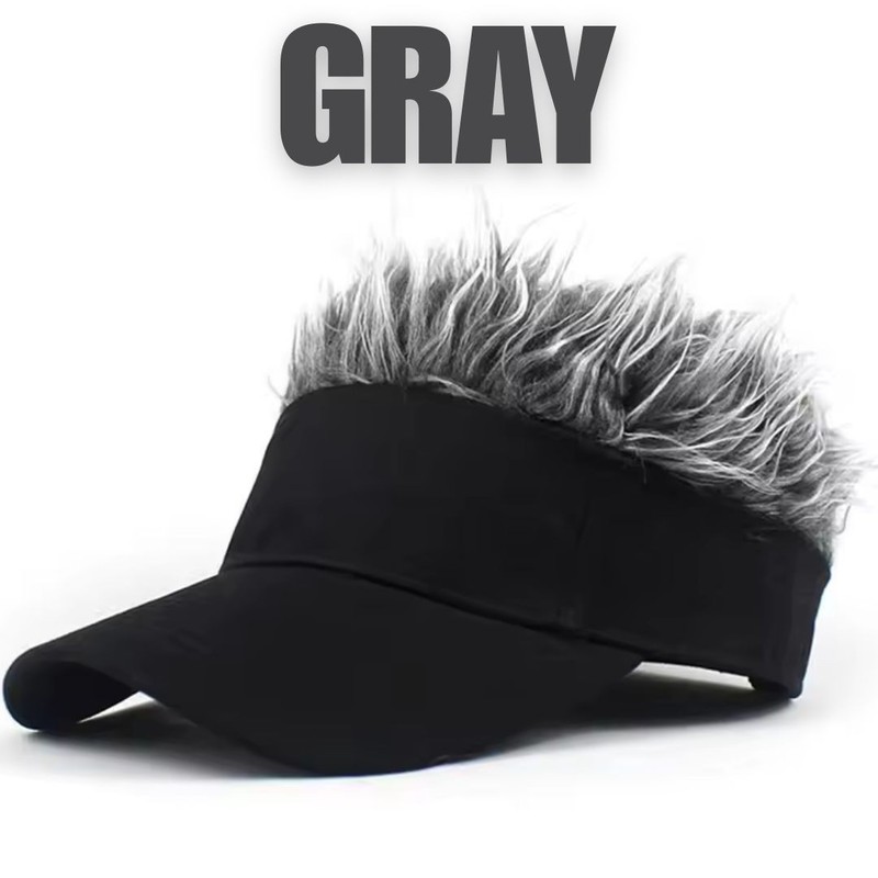 Mens Baseball Golf Hat Cap Sun Visor Wig Hat With Fake Flair Hair Outdoor Sports