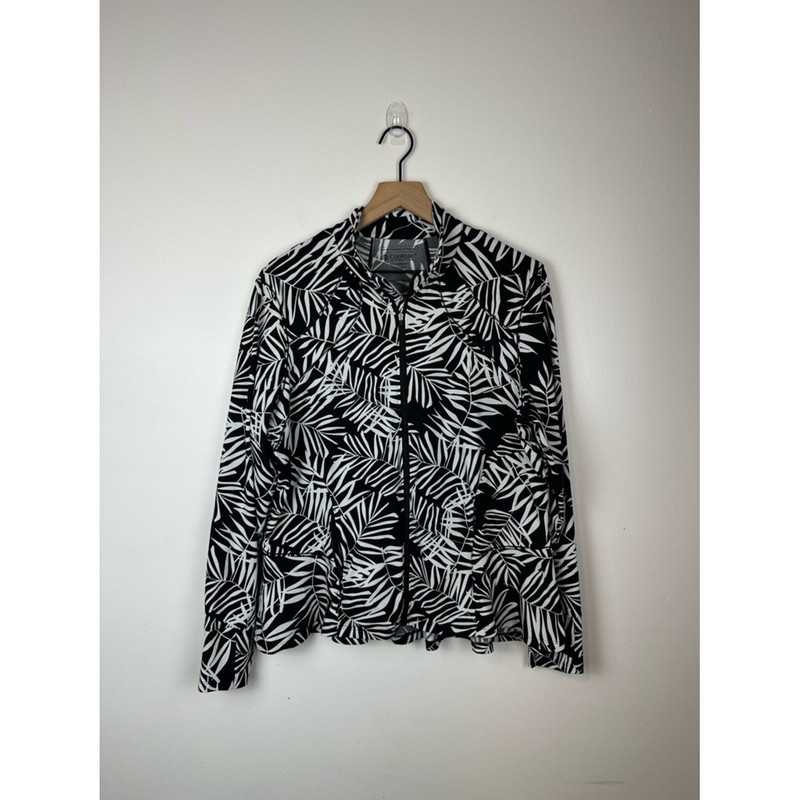 Coolibar Sun Protection UPF 50 Diamond Cove Black Palm Swim Jacket Sz XL