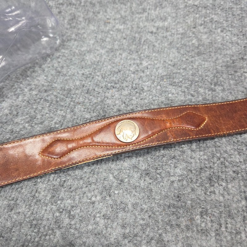 Vintage Buffalo Nickle Belt Mens 35-41" Brown Made USA Western Woven Cowboy USA gallery