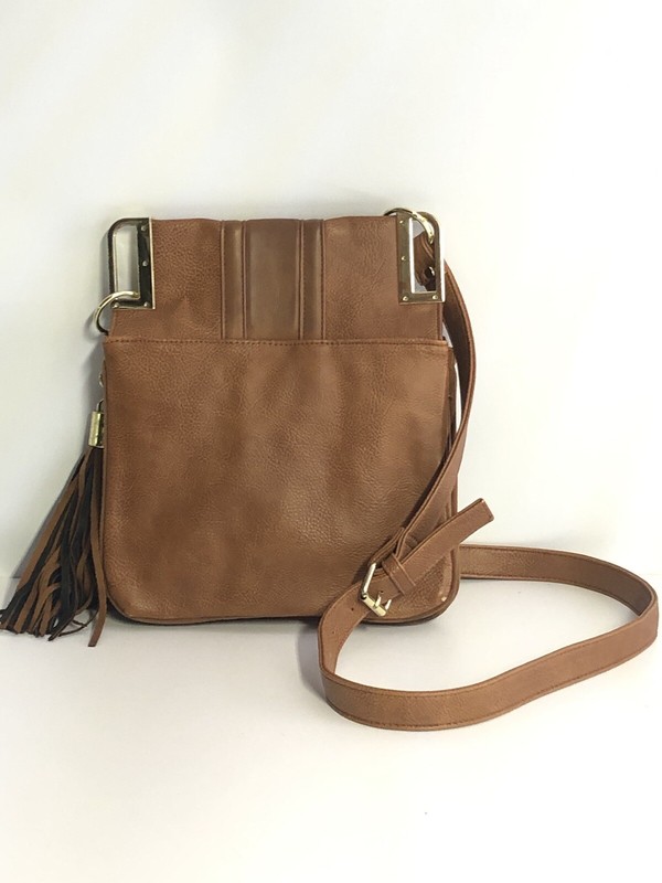 Steve Madden Brown Crossbody Purse Multiple Inner Dividers Tassel Gold Hardware gallery