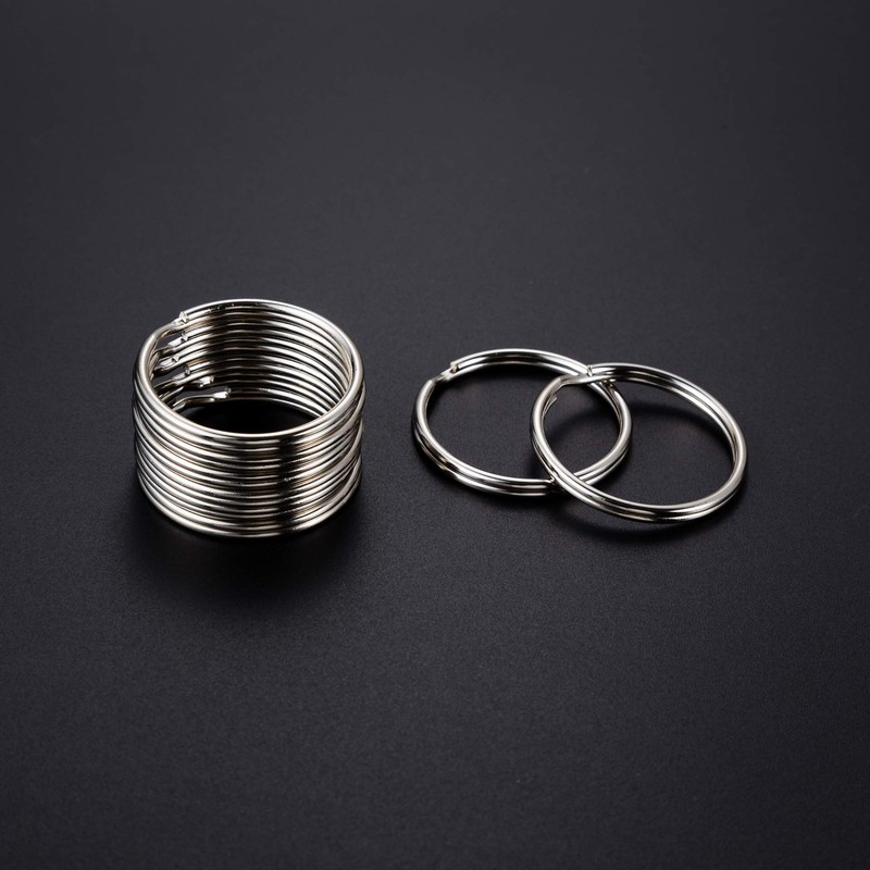 100-Pack Split Key Rings (1.2 Inch/30mm) - Silver Nickel Metal Keychain Rings... gallery