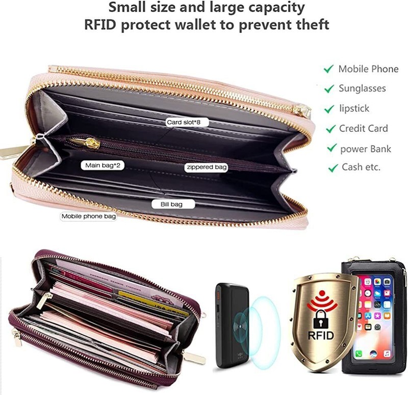Women's Wallet Touch Screen Cellphone Crossbody Bag RFID Blocking Purse Handbag gallery