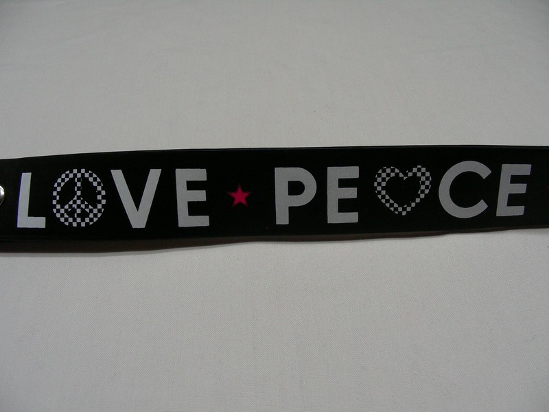LOVE * PEACE - Genuine Leather - Large 38-40 Size 1 1/2 Inch Belt! gallery
