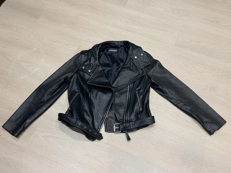 Mackage leather biker jacket featuring distinctive stud detail
