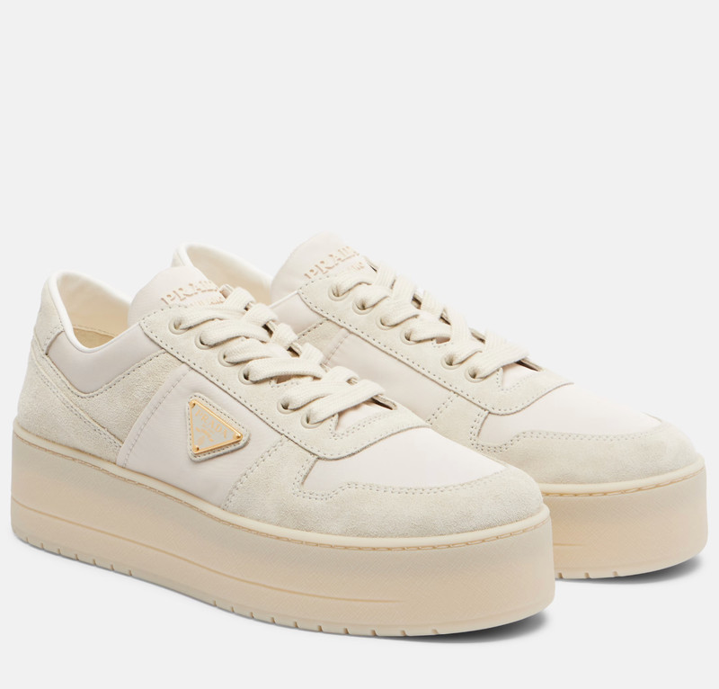 Prada Downtown Bold Re-Nylon and suede sneakers