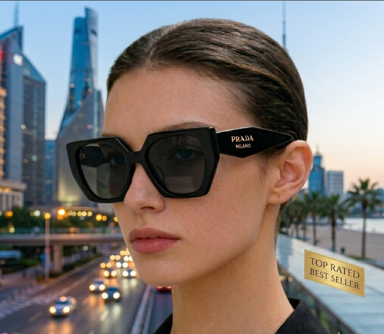 Prada PR 15WS Sunglasses Black Oversized Square Womens Unisex UV400 Box New