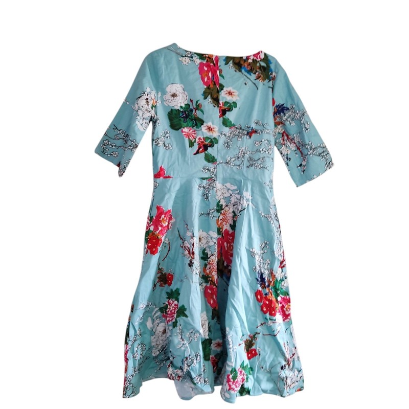 lamiu womens dress mint & multicoloured floral print round neck size large gallery