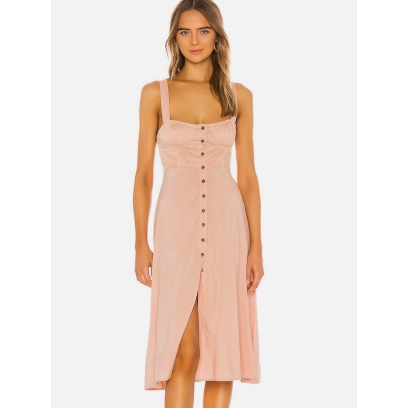 WeWoreWhat Harper Midi Dress Button-Front Sleeveless in Maple Sugar Size XL