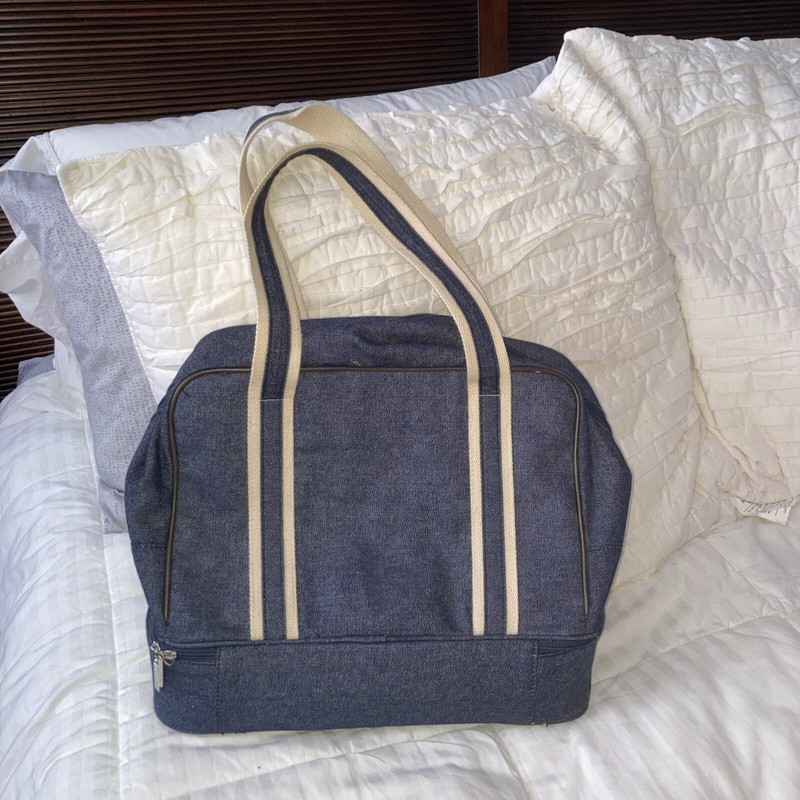 Bath And Body Works Blue Denim Travel Bag Cosmetics Case Compartment Tote