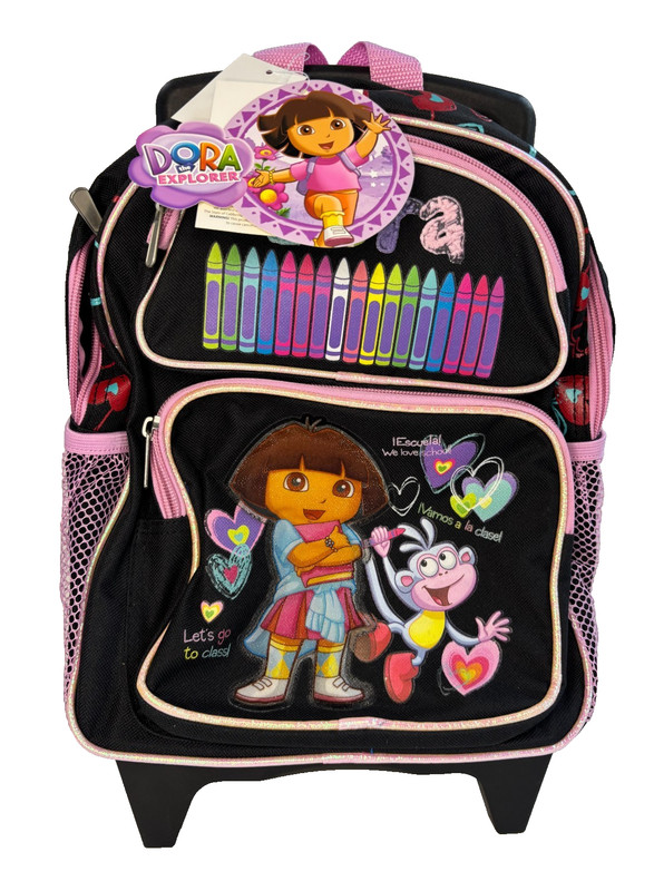 Dora The Explorer Rolling Backpack Luggage “Crayons/Class” New w/ Tags