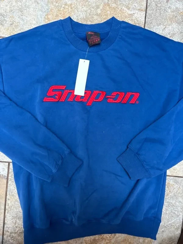 Snap On NWT crewneck blue red embroidered basic mechanic streetwear soft cotton gallery