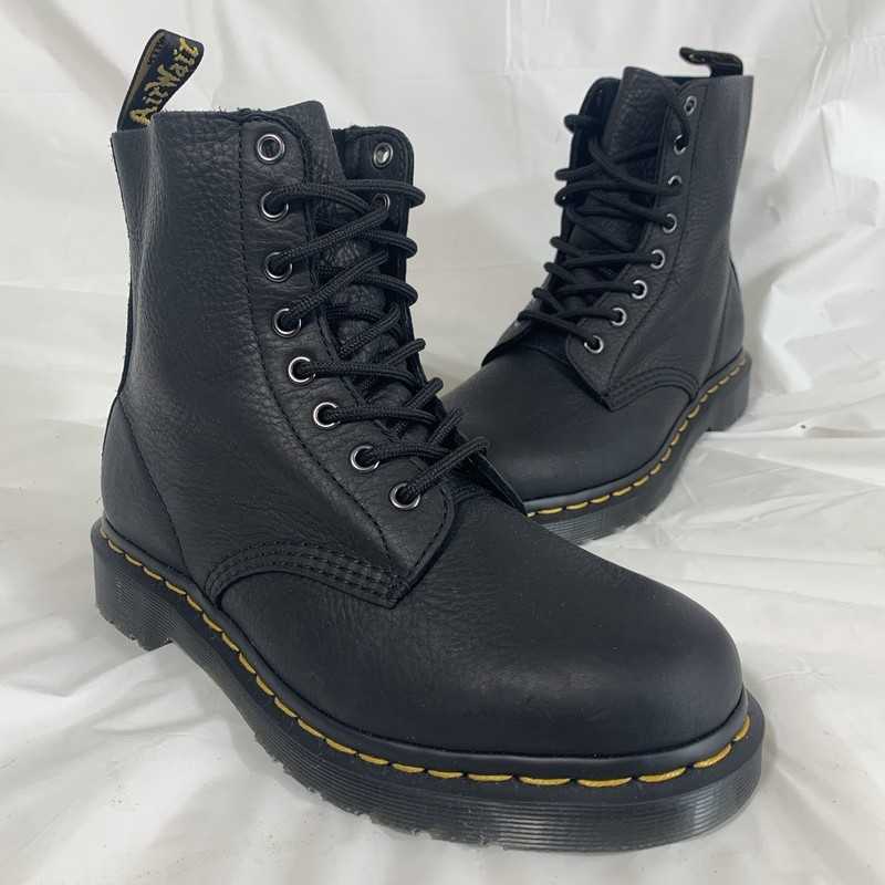 Doc Dr. Martens 1460 Pascal Black Virginia Leather Lace Up Boots Sz US 7 EU 38