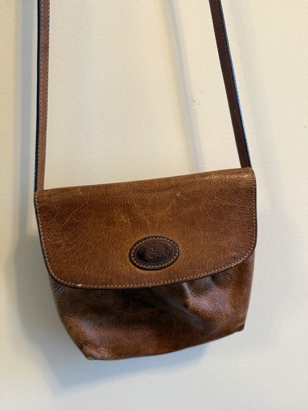 BONIA Brown Shoulder Bag with Logo, Magnetic Closure, Inner Dividers, purse GUC