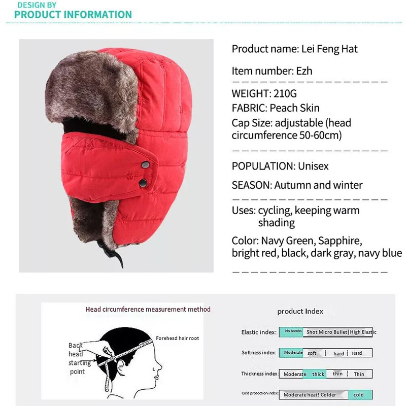 Winter Warm Hat Ear Flap Windproof Ski Face Mask Fur Fleece Cap for Cold Weather gallery