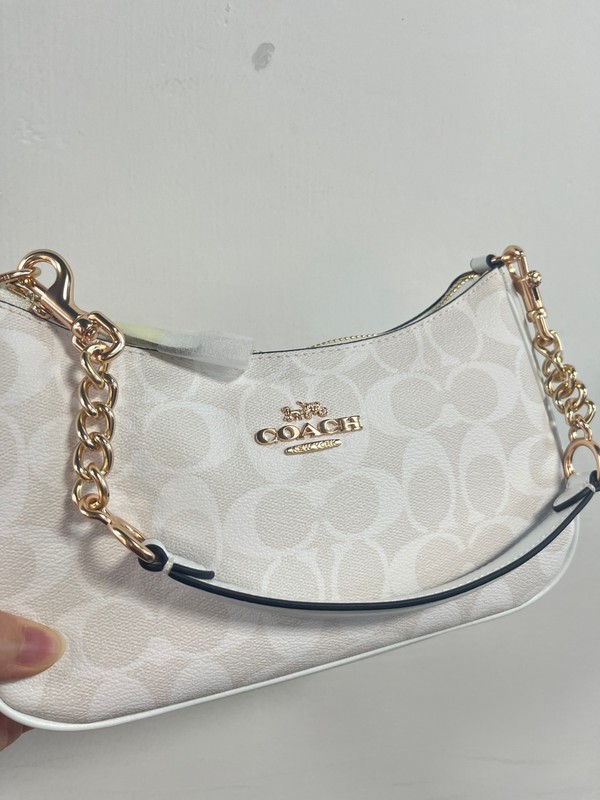 Coach 2Way Shoulder Bag CA548 Signature Canvas White Smooth Leather Outlet gallery