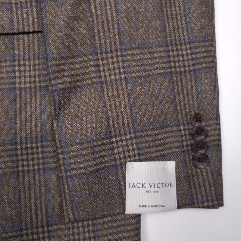 Jack Victor Midland Sport Coat Mens 46R Brown Brushed Wool Plaid Blazer Jacket gallery