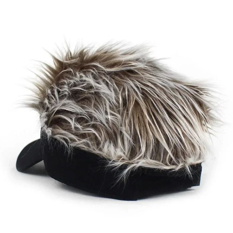 Mens Baseball Golf Hat Cap Sun Visor Wig Hat With Fake Flair Hair Outdoor Sports gallery