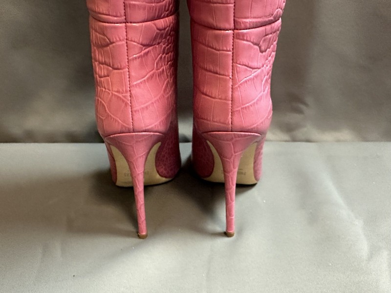 New Paris Texas Croc-Embossed Leather Knee-High Boots - Peony Pink - Women’s 8.5 gallery