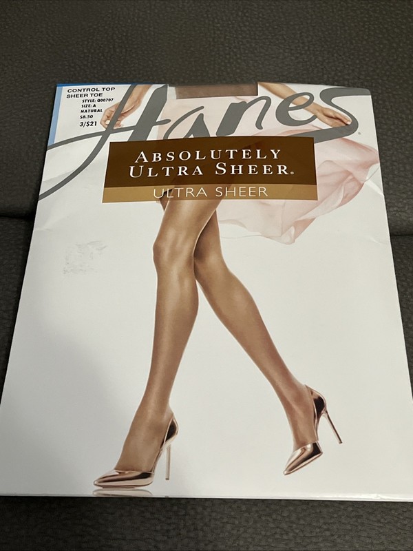 Hanes Absolutely Ultra Sheer Control Top Style Q00707 Size A Natural Stockings