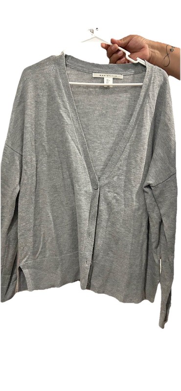 Max Studio Soft womens Gray Cardigan Button Front Size Large EUC