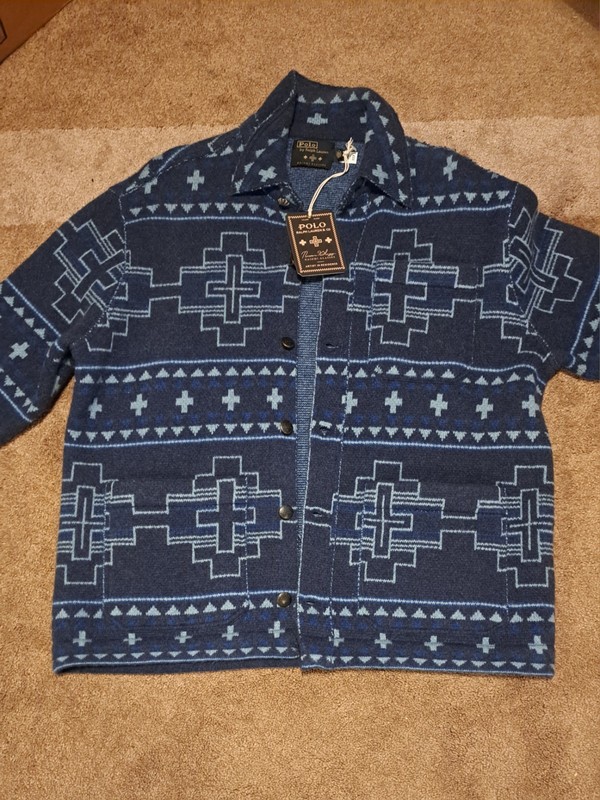 Polo Ralph Lauren Naomi Glasses Navajo Aztec Blue Wool Jacket L
