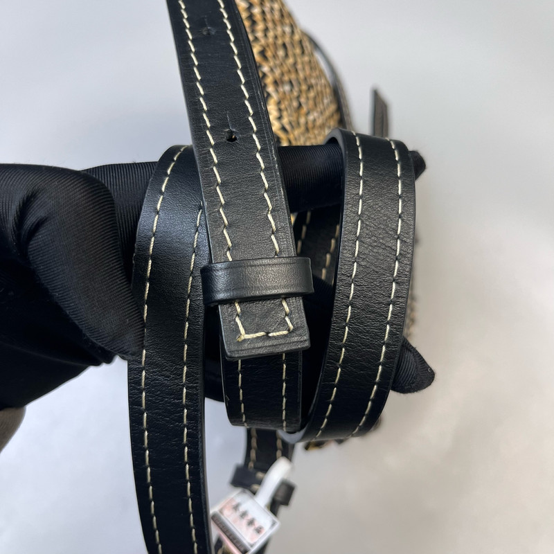 Authentic Loewe Woven Saddle Bag Woven Raffia and Calfskin Leather Saddle Bag gallery